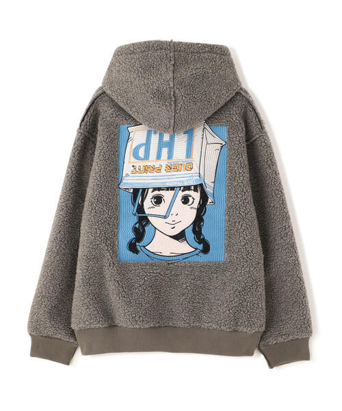 over print(オーバープリント)の「overprint/オーバープリント/【LHP EXCLUSIVE】SHOPPER Bonding Boa Hoodie(パーカー・メンズ・グレー/ブラック/ブラウン・M/L/XL/S)」の4枚目の写真