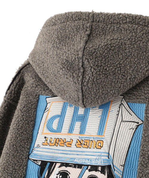 over print(オーバープリント)の「overprint/オーバープリント/【LHP EXCLUSIVE】SHOPPER Bonding Boa Hoodie(パーカー・メンズ・グレー/ブラック/ブラウン・M/L/XL/S)」の7枚目の写真
