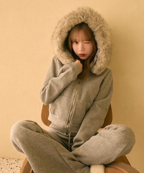 セール】フェイクファーフード付きセットアップ（セットアップ