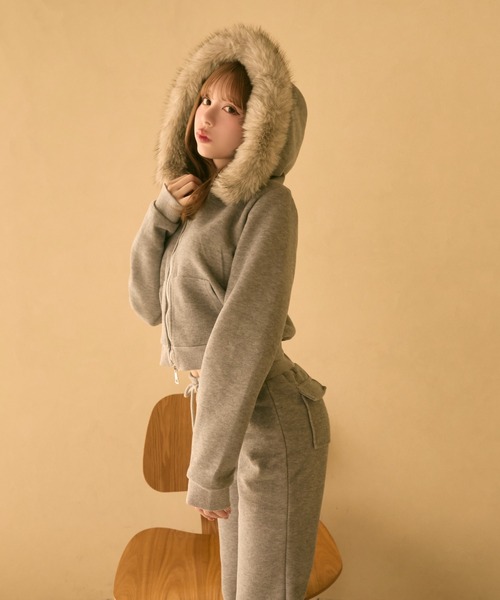 セール】フェイクファーフード付きセットアップ（セットアップ