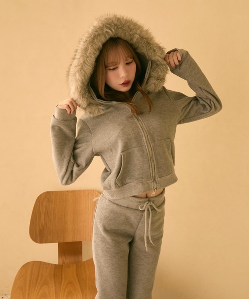 セール】フェイクファーフード付きセットアップ（セットアップ