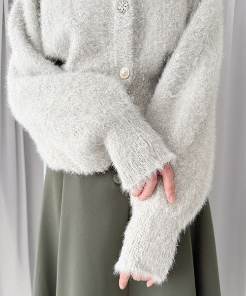 an another angelus（アンアナザーアンジェラス）の「アソート釦ラメシャギーニットカーディガン/fint フィント（カーディガン/ボレロ・レディース・オフホワイト/ライトグレー/ライトベージュ・FREE）」の14枚目の写真