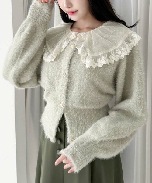 an another angelus（アンアナザーアンジェラス）の「アソート釦ラメシャギーニットカーディガン/fint フィント（カーディガン/ボレロ・レディース・オフホワイト/ライトグレー/ライトベージュ・FREE）」の18枚目の写真