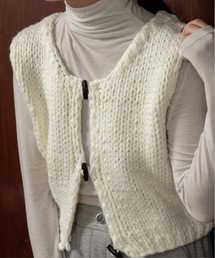 lawgy(EW[)wood button chunky knit vest / Ebh{^`L[jbgxXg(xXg)