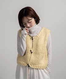 lawgy | wood button chunky knit vest / ウッドボタンチャンキーニットベスト(ベスト)