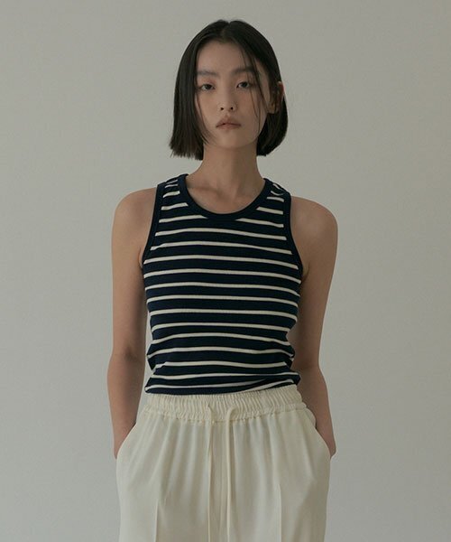 LINGSEOUL(リングソウル)の「stripe sleeveless-navy(Tシャツ/カットソー・レディース・その他・FREE)」の1枚目の写真