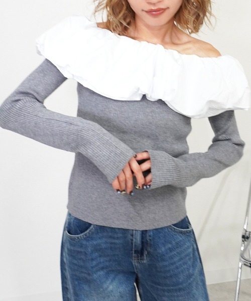 gossara(ゴサラ)の「クールクールパフオフショルPO(ニット/セーター・レディース・ブラウン/杢グレー/ブラック・FREE)」の16枚目の写真