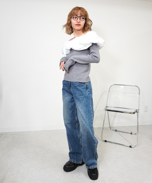 gossara(ゴサラ)の「クールクールパフオフショルPO(ニット/セーター・レディース・ブラウン/杢グレー/ブラック・FREE)」の6枚目の写真