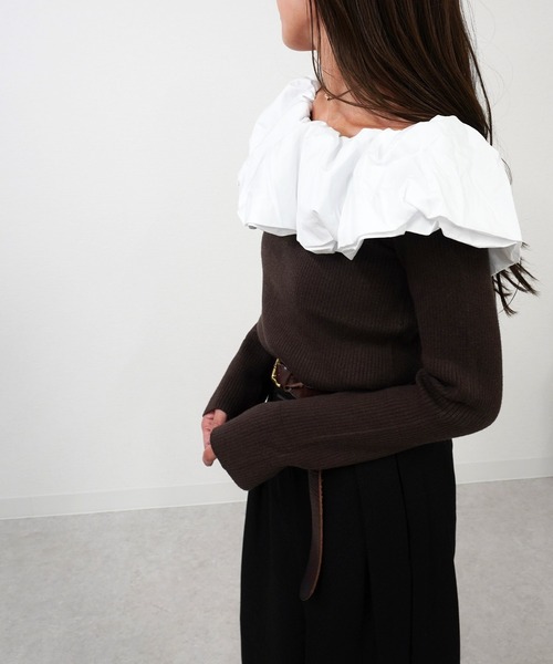 gossara(ゴサラ)の「クールクールパフオフショルPO(ニット/セーター・レディース・ブラウン/杢グレー/ブラック・FREE)」の11枚目の写真