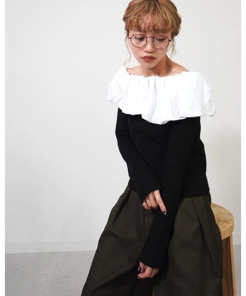 gossara(ゴサラ)の「クールクールパフオフショルPO(ニット/セーター・レディース・ブラウン/杢グレー/ブラック・FREE)」の12枚目の写真