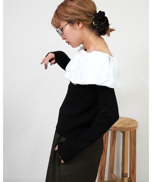 gossara(ゴサラ)の「クールクールパフオフショルPO(ニット/セーター・レディース・ブラウン/杢グレー/ブラック・FREE)」の14枚目の写真