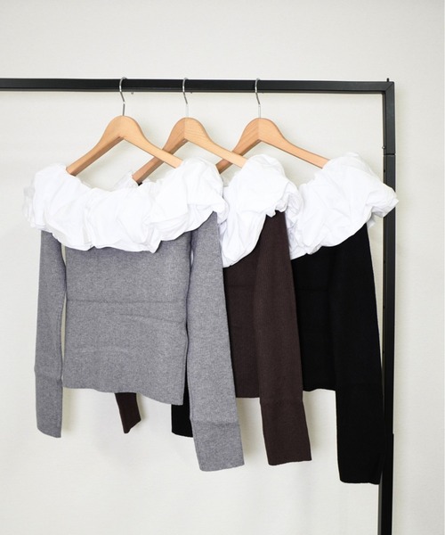 gossara(ゴサラ)の「クールクールパフオフショルPO(ニット/セーター・レディース・ブラウン/杢グレー/ブラック・FREE)」の21枚目の写真