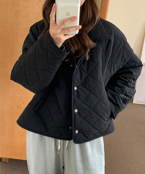 LAFFMO(ラフモ)の「キルティングジャケット(その他アウター・レディース・アイボリー/ブラック・F)」の1枚目の写真