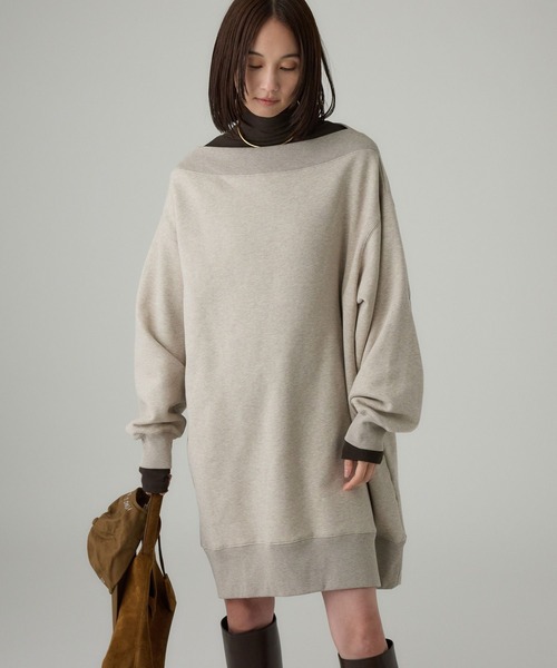 BABYLONE（バビロン）の「オフショルスウェットミニワンピ（ワンピース・レディース・ベージュ/チャコール・フリー）」の14枚目の写真