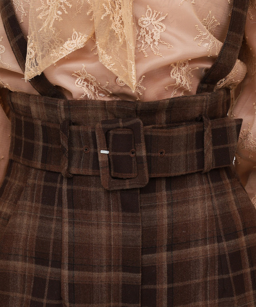 ROYAL PARTY（ロイヤルパーティー）の「サスペンダー付ハイウエストワイドパンツ（その他パンツ・レディース・ブラック/チェック/オフホワイト・FREE）」の12枚目の写真