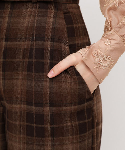 ROYAL PARTY（ロイヤルパーティー）の「サスペンダー付ハイウエストワイドパンツ（その他パンツ・レディース・ブラック/チェック/オフホワイト・FREE）」の13枚目の写真