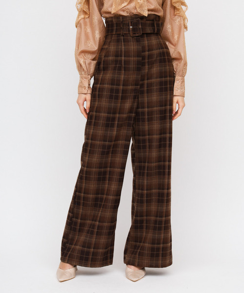 ROYAL PARTY（ロイヤルパーティー）の「サスペンダー付ハイウエストワイドパンツ（その他パンツ・レディース・ブラック/チェック/オフホワイト・FREE）」の15枚目の写真