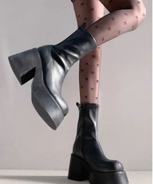 SHEPP（シープ）の「厚底フェイクレザーストレッチショートブーツ（ブーツ）」