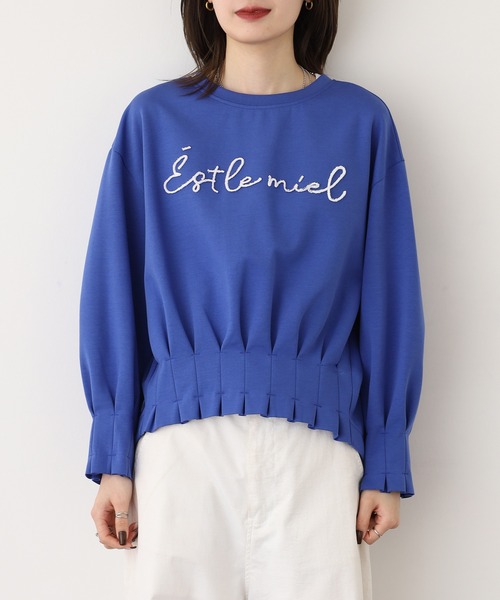 EGLANTINE(エグランティーヌ)の「EGLANTINE タックロゴトレーナー(Tシャツ/カットソー・レディース・サンドベージュ/ブラック/ブルー・40)」の14枚目の写真