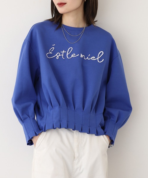 EGLANTINE(エグランティーヌ)の「EGLANTINE タックロゴトレーナー(Tシャツ/カットソー・レディース・サンドベージュ/ブラック/ブルー・40)」の12枚目の写真