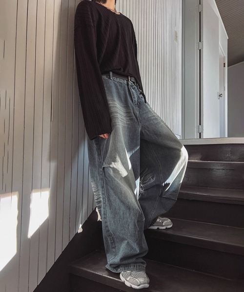 NOWLE(ノウル)の「【NOWLE】ケーブル編み風 立体リブ クルーネック ロンT(Tシャツ/カットソー・メンズ・ブラック・MEDIUM/LARGE/X-LARGE)」の10枚目の写真