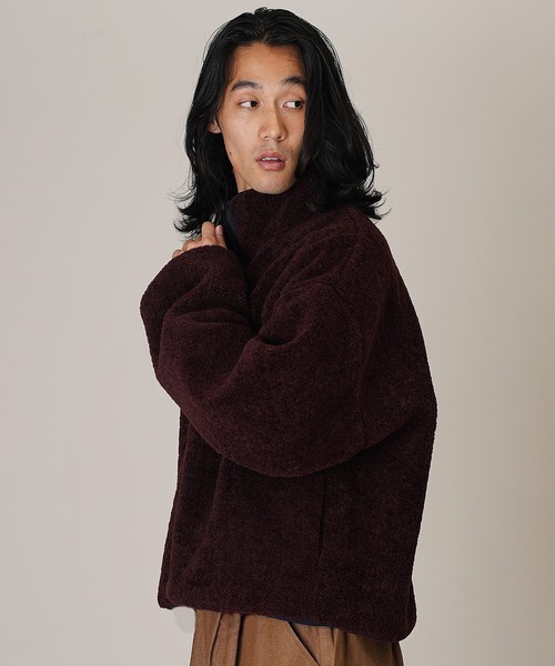 Aphlotus（アプロタス）の「ボアフリースジャケット（ブルゾン・メンズ・パープル/マルーン/チャコールグレー・LARGE/SMALL/MEDIUM）」の6枚目の写真