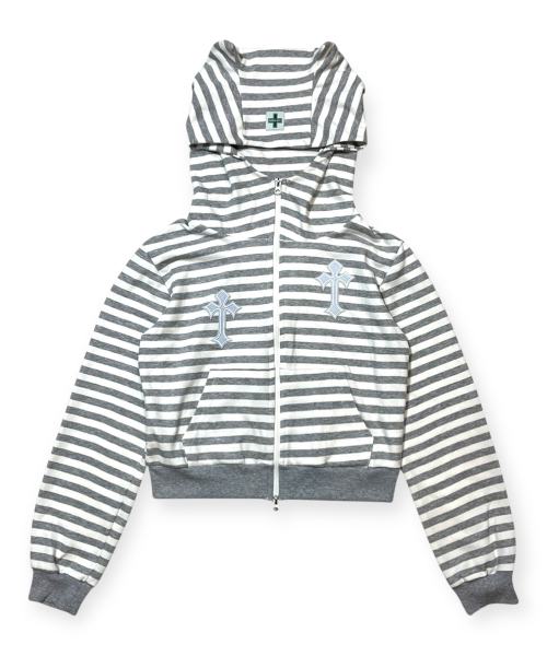BORN SLIPPY(ボーンスリッピー)の「Twin Cross Kitty Hood Zip-up (Gray)(パーカー・レディース・その他・FREE)」の3枚目の写真