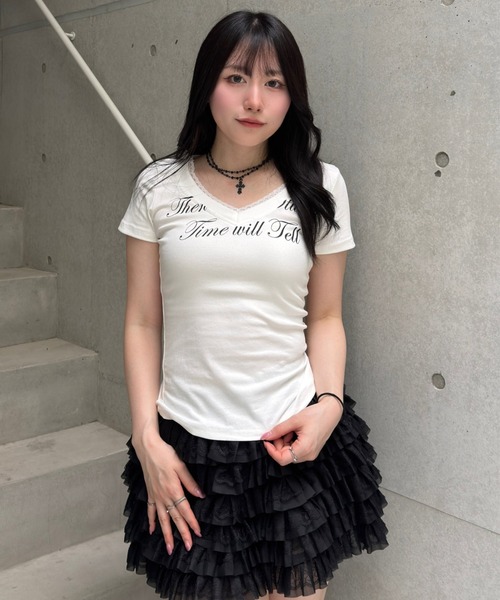 Lae(レイ)の「ティアードフリルミニスカート(スカート・レディース・ブラック・MEDIUM/SMALL/LARGE)」の5枚目の写真
