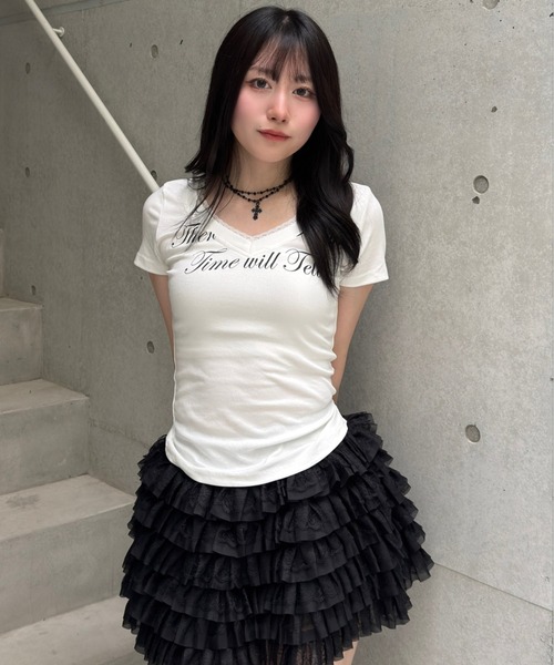 Lae(レイ)の「ティアードフリルミニスカート(スカート・レディース・ブラック・MEDIUM/SMALL/LARGE)」の6枚目の写真