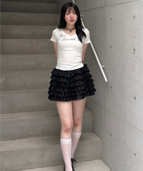Lae(レイ)の「ティアードフリルミニスカート(スカート・レディース・ブラック・MEDIUM/SMALL/LARGE)」の8枚目の写真