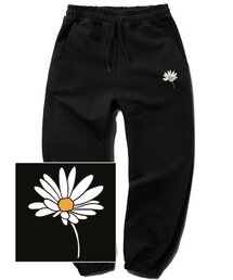 PEACEFUL DAISY LOGO ジョガースウェットパンツ - ブラック