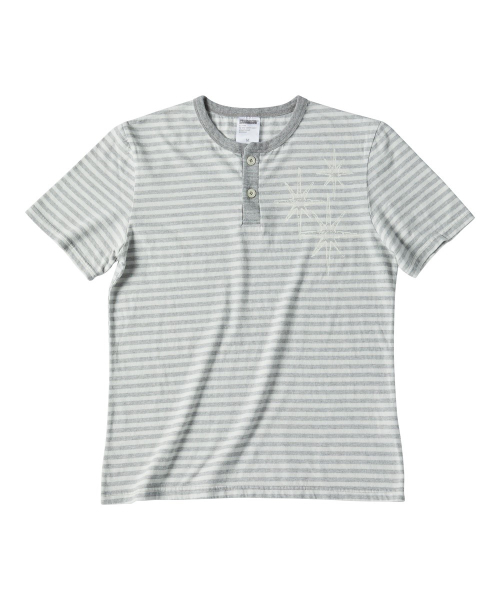 UNTITLED SEOUL(アンタイトル ソウル)の「アンタイトル ステリナイト ストライプ ヘンリーネック 半袖 メランジ ホワイト(Tシャツ/カットソー・メンズ・その他・MEDIUM/LARGE/X-LARGE)」の1枚目の写真