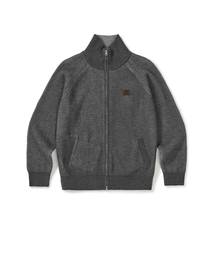 [Mmlg] TWO TONE HIGH NECK KNIT ZIPUP (CHARCOAL)