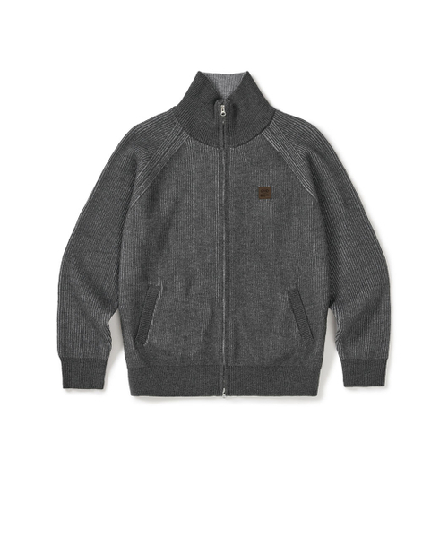 Mmlg Two Tone High Neck Knit Zipup (Charcoal)