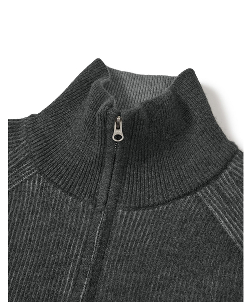 MMLG（エムエムエルジー）の「[Mmlg] TWO TONE HIGH NECK KNIT ZIPUP (CHARCOAL)（カーディガン/ボレロ・レディース・その他・LARGE/X-LARGE/SMALL/MEDIUM）」の3枚目の写真
