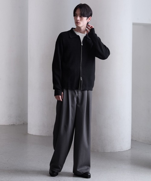 CLEL　ミニマルカラードライバーズニットシャツL CLEL（クレイル） シャツ 「CLEL」Minimal Collar Drivers Knit Shirt