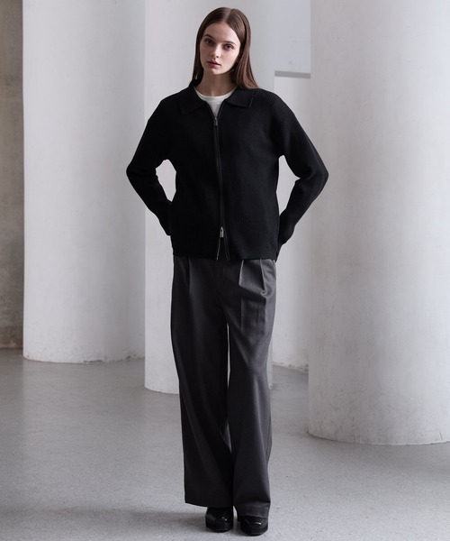 CLEL（クレイル）の「【CLEL】Minimal Collar Drivers Knit Shirt
