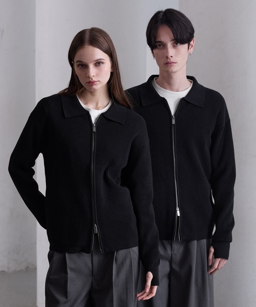 CLEL(クレイル)の「【CLEL】Minimal Collar Drivers Knit Shirt/ ミニマルカラードライバーズニットシャツ(シャツ/ブラウス・メンズ・カーキ/ブラック/杢グレー・S/XS/L/M)」の20枚目の写真