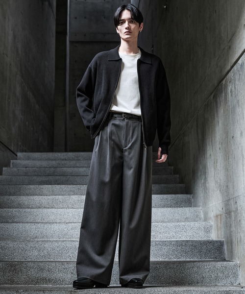 CLEL　ミニマルカラードライバーズニットシャツL CLEL（クレイル） シャツ 「CLEL」Minimal Collar Drivers Knit Shirt