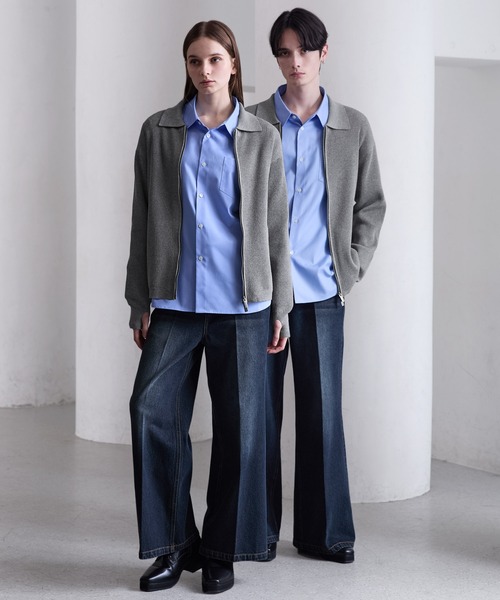 CLEL　ミニマルカラードライバーズニットシャツL CLEL（クレイル） シャツ 「CLEL」Minimal Collar Drivers Knit Shirt