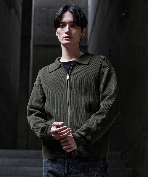 CLEL　ミニマルカラードライバーズニットシャツL CLEL】Minimal Collar Drivers Knit Shirt/ ミニマルカラードライバー