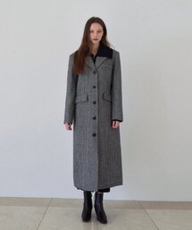 ADAUL（アダウル）の「ハウンドトゥースチェックシングルコート - ブラック（チェスターコート）」