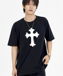 クロス半袖Tシャツブラックホワイト