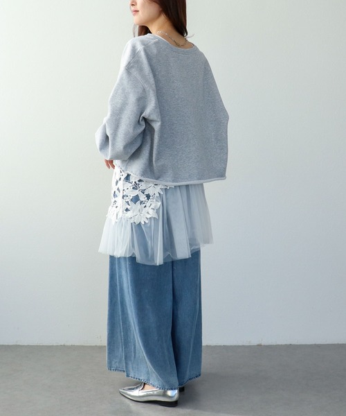 Three Four Time（ｽﾘｰﾌｫｰﾀｲﾑ）の「ロゴレーススウェットプルオーバー（スウェット・レディース・グレー/ライトグレー・FREE）」の12枚目の写真