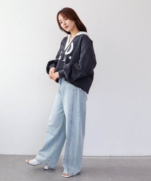 Three Four Time（ｽﾘｰﾌｫｰﾀｲﾑ）の「ロゴレーススウェットプルオーバー（スウェット・レディース・グレー/ライトグレー・FREE）」の20枚目の写真