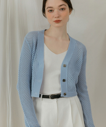 KNIZURE（ニジュール）の「[オーガニック] スカシクロップカーディガン_SKY（カーディガン/ボレロ）」