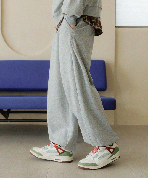 NUBINDA（ヌビンダ）の「ユニセックスジョガースウェットパンツ[メランジ]（スウェットパンツ・メンズ・グレー・MEDIUM/LARGE）」の3枚目の写真