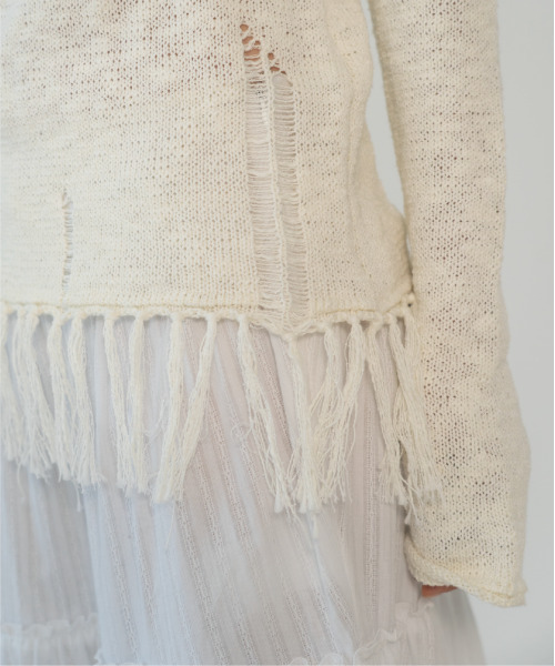 ZIZEMUSEUM(ジゼミュージアム)の「VINTAGE FRINGE KNIT (IVORY)(ニット/セーター・レディース・その他・OS)」の4枚目の写真
