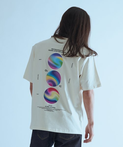 ICONOGRAPHY(アイコノグラフィー)の「地球の日 Part 1. オゾン層破壊 CR(Tシャツ/カットソー・レディース・アイボリー・SMALL/MEDIUM/LARGE/X-LARGE)」の1枚目の写真