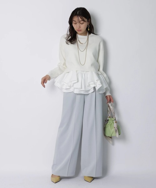 JUSGLITTY(ジャスグリッティー)の「フリルキャミレイヤードニット(ニット/セーター・レディース・ホワイト/ネイビー/ベージュ・2)」の8枚目の写真